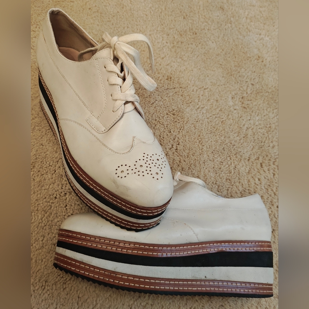 Y2K Bibi Lou Leather Platform Creepers Brogue Chunky Oxfords.